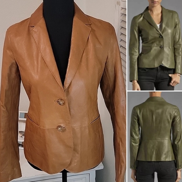 Vince. Leather Cognac Jacket - Picture 1 of 16